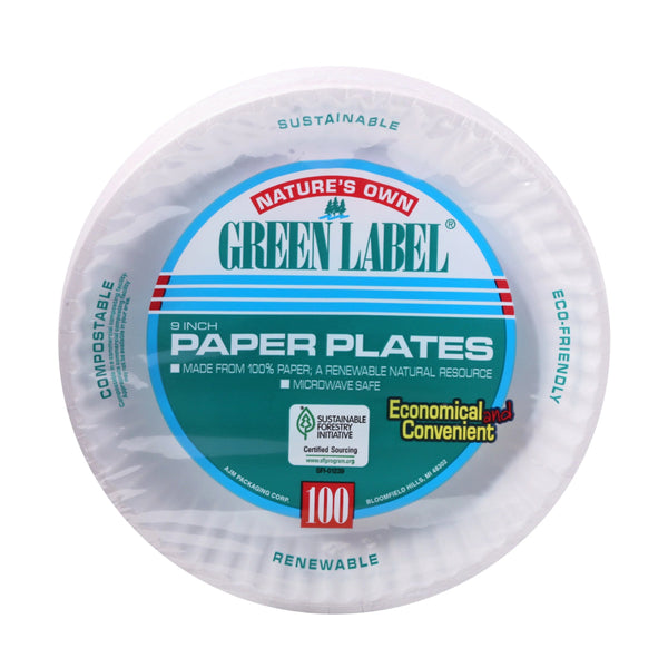 GREEN LABEL PAPER PLATE 12/100CT