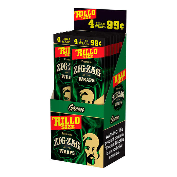 ZIG ZAG WRAPS RILLO GREEN 4PK 15CT