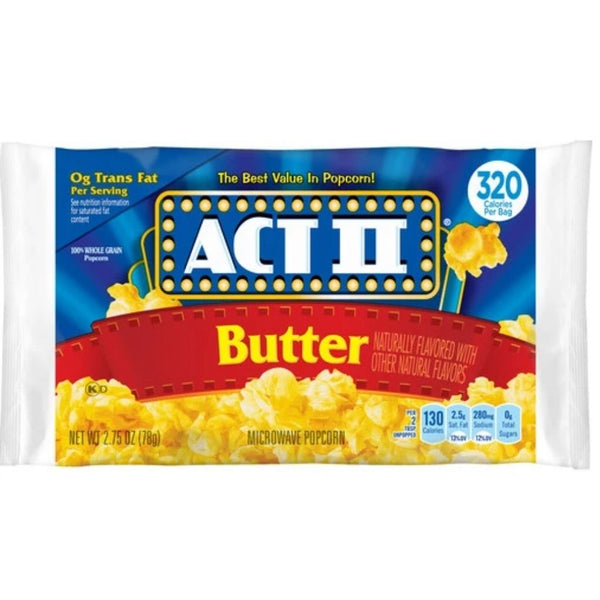 ACT II MICROWAVE POPCORN BUTTER 18/2.75OZ