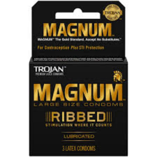 TROJAN BLACK MAGNUM RIBBED 6/3CT